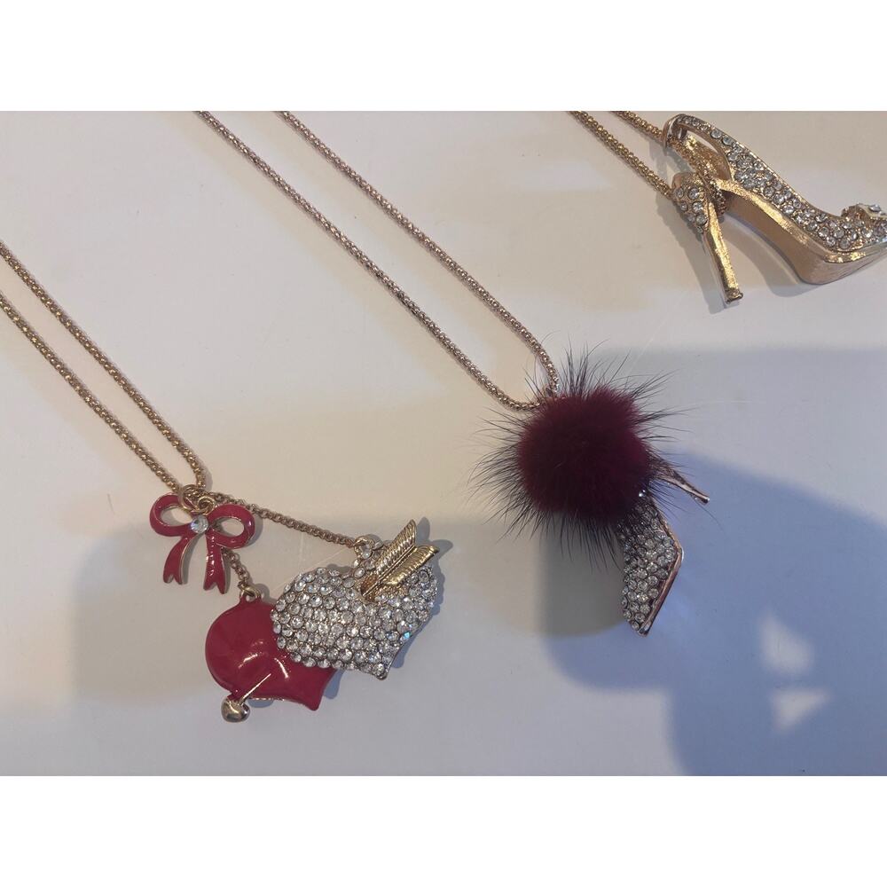 Betsey Johnson Jewelry Lot 4 Novelty Necklaces and 1 Charm Cocktail High Heel - Picture 3 of 6